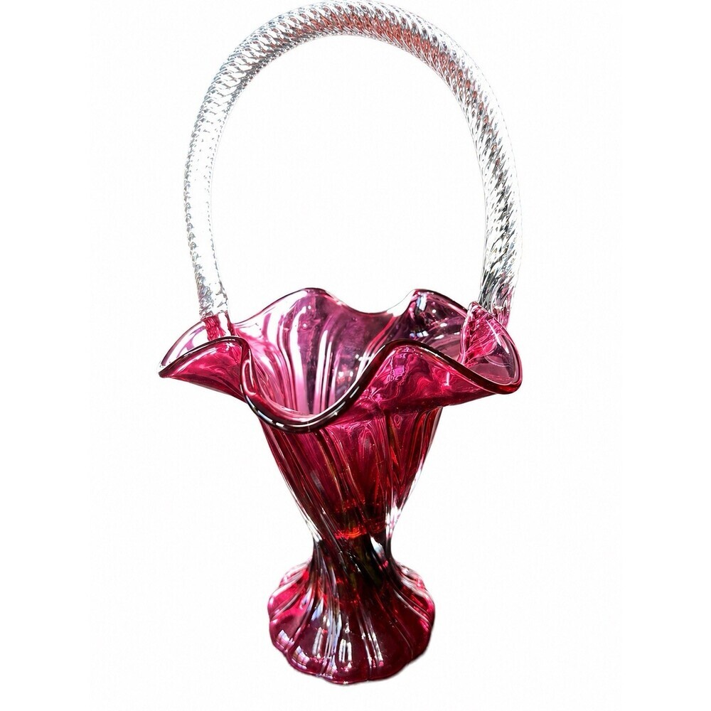Fenton Art Glass Country Cranberry 11" Spiral Basket Beautiful